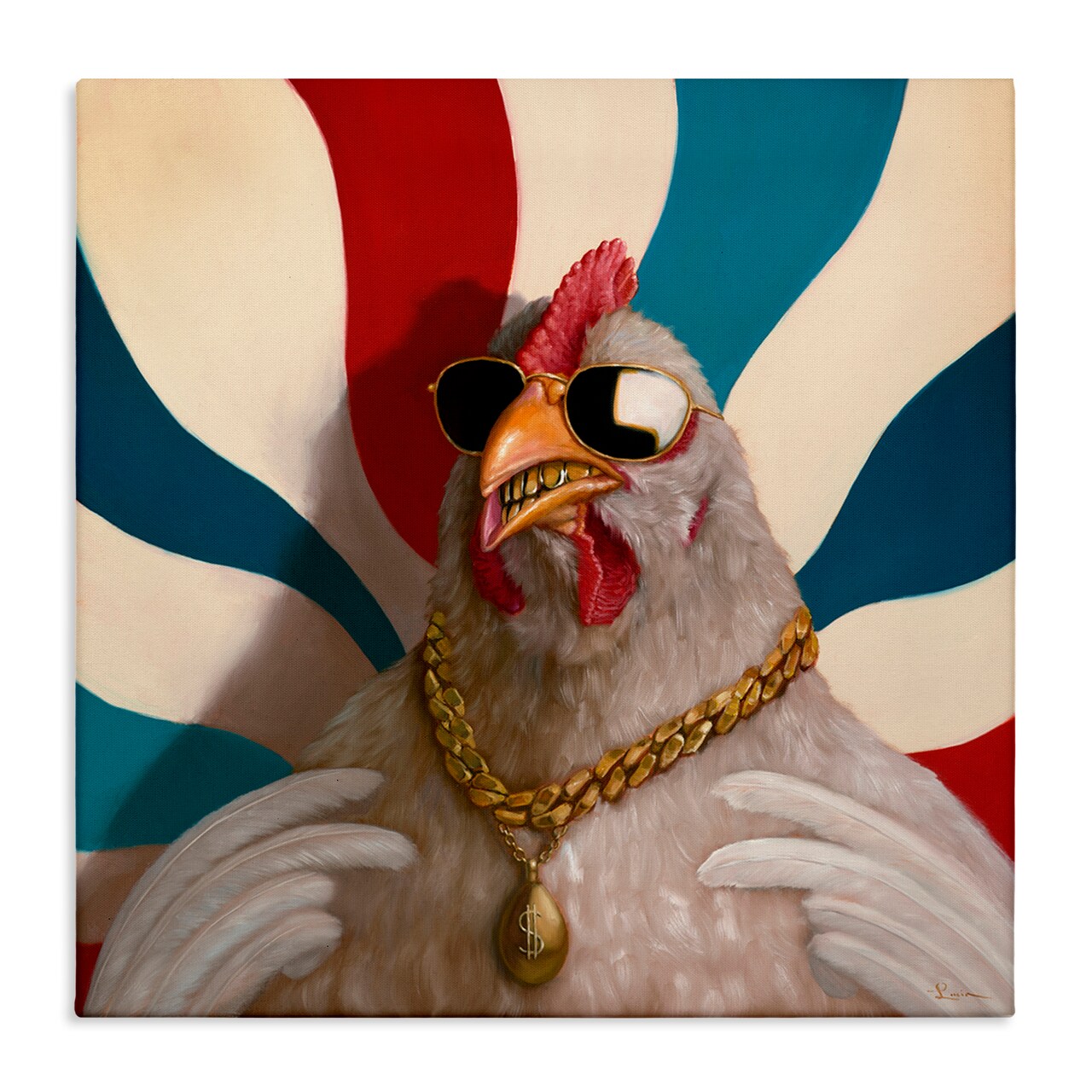 Stupell Industries Chicken with Urban Chains Canvas Wall Art Design by Lucia Heffernan